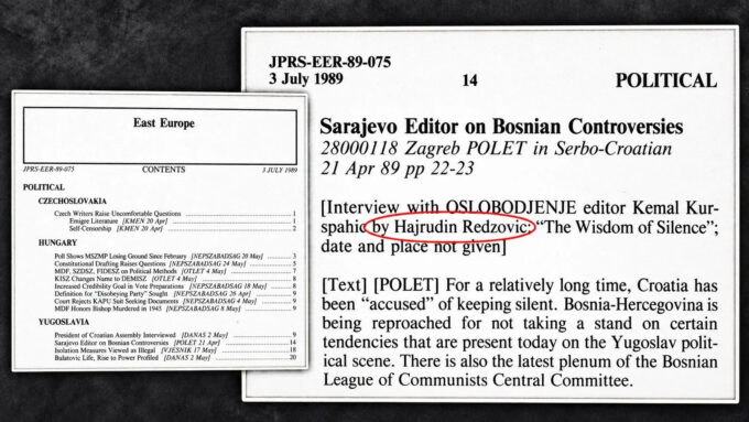 CIA je krajem osamdesetih pratila intervju s urednikom Oslobođenja